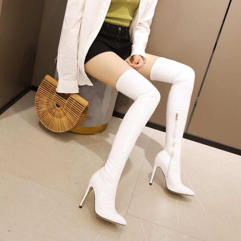 33-46 Large Size White Women's Shoes 46 Leather Surface Stiletto Heel Cross-Dressing Dance Over-The-Knee Long Boots Women's Boots High Heel High Tube 33-46 Large Size White Women's Shoes 46 Leather Surface Stiletto Heel Cross-Dressing Dance Over-The-Knee Long Boots Women's Boots High Heel High Tube