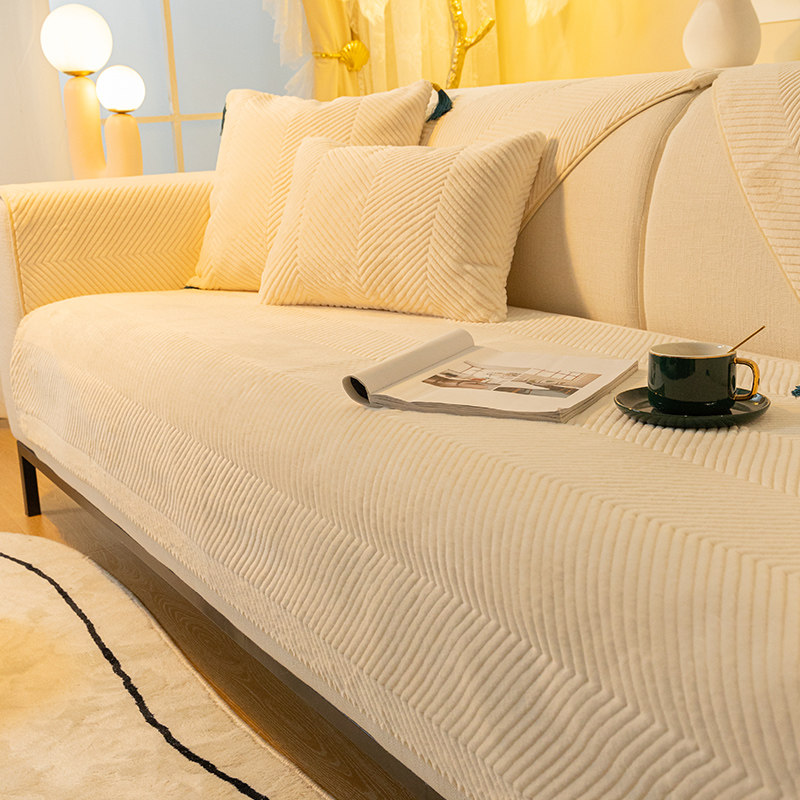 High quality imitation rabbit velvet sofa cushion winter thickened non-slip sofa cushion modern minimalist winter light luxury style