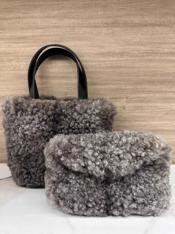 【Wool Bag】Fashionable Natural Floral Pattern Sheep Curly Fur Bag, Single Shoulder Crossbody Commuter Genuine Wool Fur Soft Bag