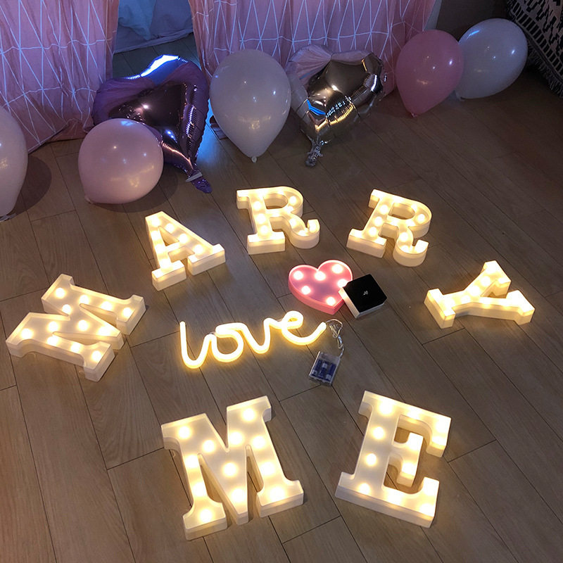 Letter lights happy birthday party party trunk romantic surprise candlelight dinner birthday arrangement scene decoration
