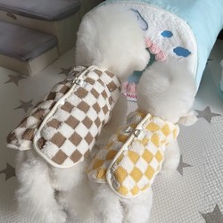 Dog Clothes Autumn and Winter Plaid Bear Cardigan with Leash, Anti-Shedding, for Bichon, Pomeranian, Teddy, Pet Vest, Warm