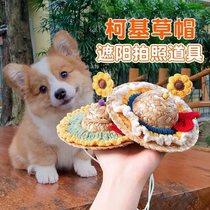 Dog hat for summer outing sunshade artifact for small and medium-sized dogs Teddy Pomeranian golden retriever cat cute straw hat for taking pictures