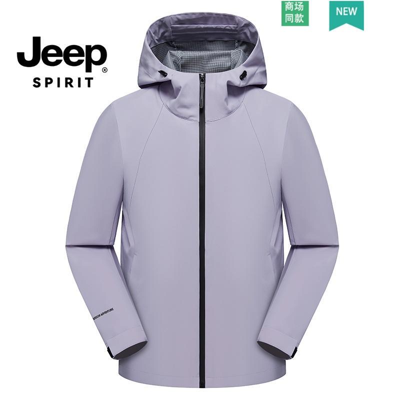 Jeep Spirit Single-Layer Jacket Men's Spring and Autumn Hooded Jacket Sports Outdoor Windbreaker Purple Women's