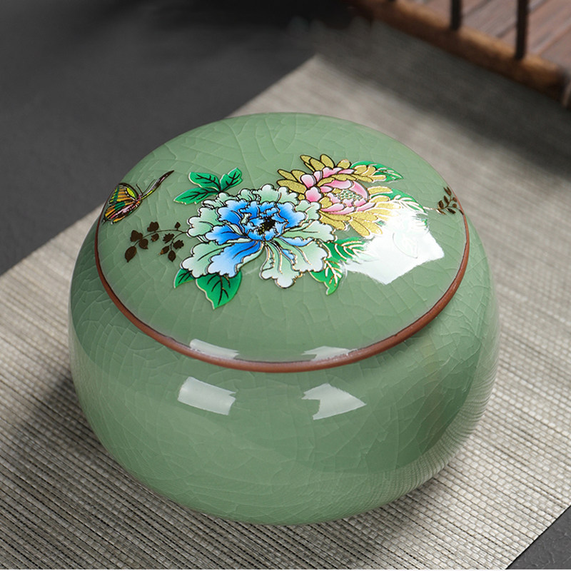Gokiln Tea Leaf Jar Ceramic Home small number portable sealing jar One catty tea pot deposit tea pot Pu'er tea storage tank