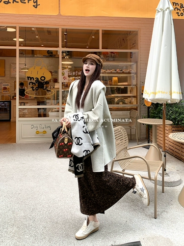 Шерстяное двусторонное демисезонное шерстяное пальто, длинная шерстяная куртка с капюшоном, свободный крой, средней длины