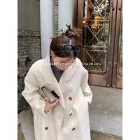 Бежевое двусторонное шерстяное пальто