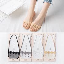 5 pairs of summer thin mesh breathable thin strap lace invisible socks suspenders boat socks sole cotton shallow mouth socks