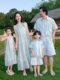 New High-End Family Matching Outfits for Summer, Stylish Mother-Daughter Dresses and Vacation T-Shirt Sets for a Family of Three or Four