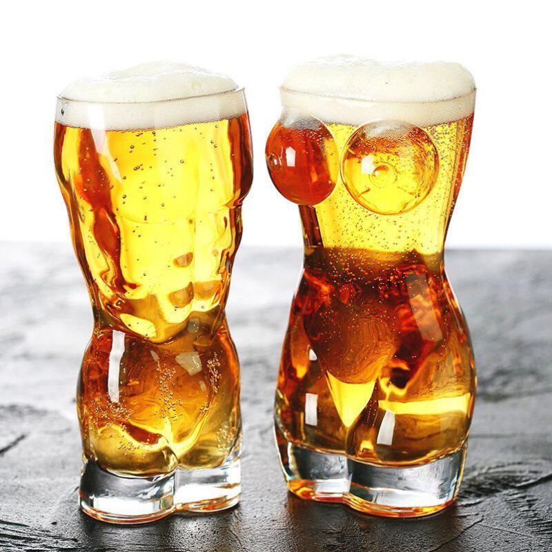Prank the water glass fumbling beer mug glass cup creative big number beer dress personality human body cup ultra big zale beer mug