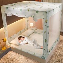  Anti-falling bed mosquito net yurt mosquito net household bracket fixed anti-falling childrens new encrypted thickened 1 2-meter bed 1