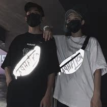 Hip brand chest bag male ins super fire street shoulder bag Hip hop fanny pack Female personality student reflective crossbody small backpack