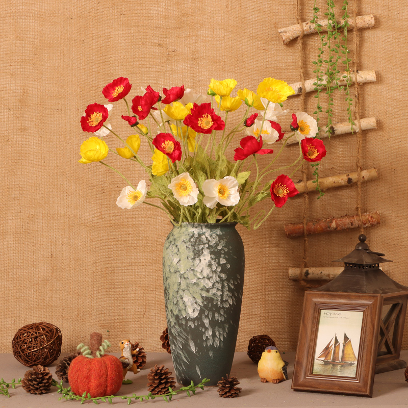 Pastoral Fengyu Beauty Simulation Flower Bouquet Yellow False Flower Plurk Flower Living Room Dry Flower Decorated Poppy