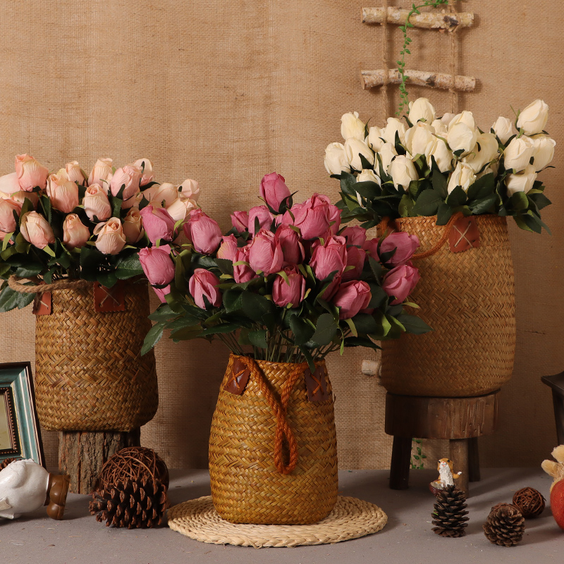 American Country Rose Simulation Flower Bouquet Decoration Living Room Decoration False Flower Dry Flower Simulation Flower Settings