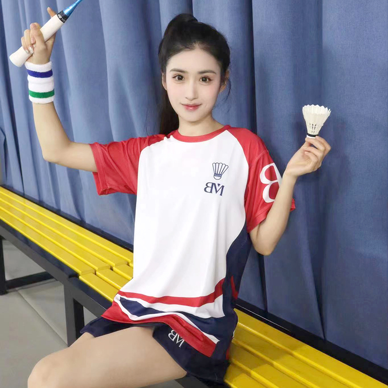 Bm Shichuang Mo Yu Casual Sports Red and Blue Color-Blocking Retro Print Unisex Big Brand Quick-Drying Breathable T-Shirt with Round Neck Bm Shichuang Mo Yu Casual Sports Red and Blue Color-Blocking Retro Print Unisex Big Brand Quick-Drying Breathable T-Shirt with Round Neck