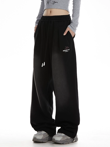 NOONOZ Спортивные штаны подходит для мужчин и женщин в стиле хип-хоп, демисезонные повседневные брюки, свободный прямой крой, в американском стиле