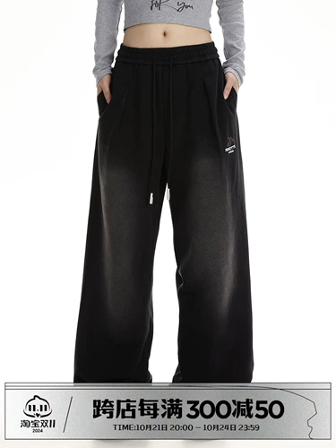 NOONOZ Спортивные штаны подходит для мужчин и женщин в стиле хип-хоп, демисезонные повседневные брюки, свободный прямой крой, в американском стиле