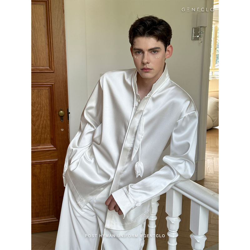 Jeykoco High-End Satin Drape Shirt with Tulip Design, Long-Sleeved Fashionable Shirt Jacket for Men, Trendy Jeykoco High-End Satin Drape Shirt with Tulip Design, Long-Sleeved Fashionable Shirt Jacket for Men, Trendy