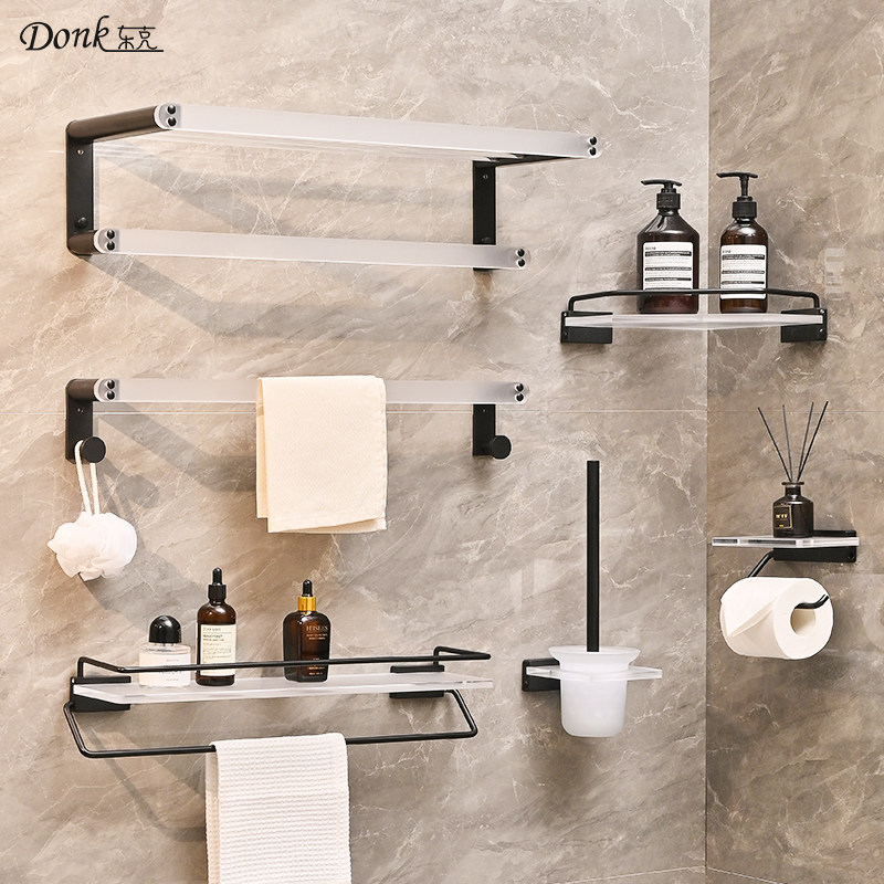 Bathroom towel rack free punching acrylic towel rack bathroom hardware pendant toilet bathroom set device rack