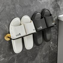 Toilet Bathroom Brass Free Punch Wire Drawing Gold Slippers Rack Wall Wall-mounted Door Rear Shoes Containing Shelve Poles