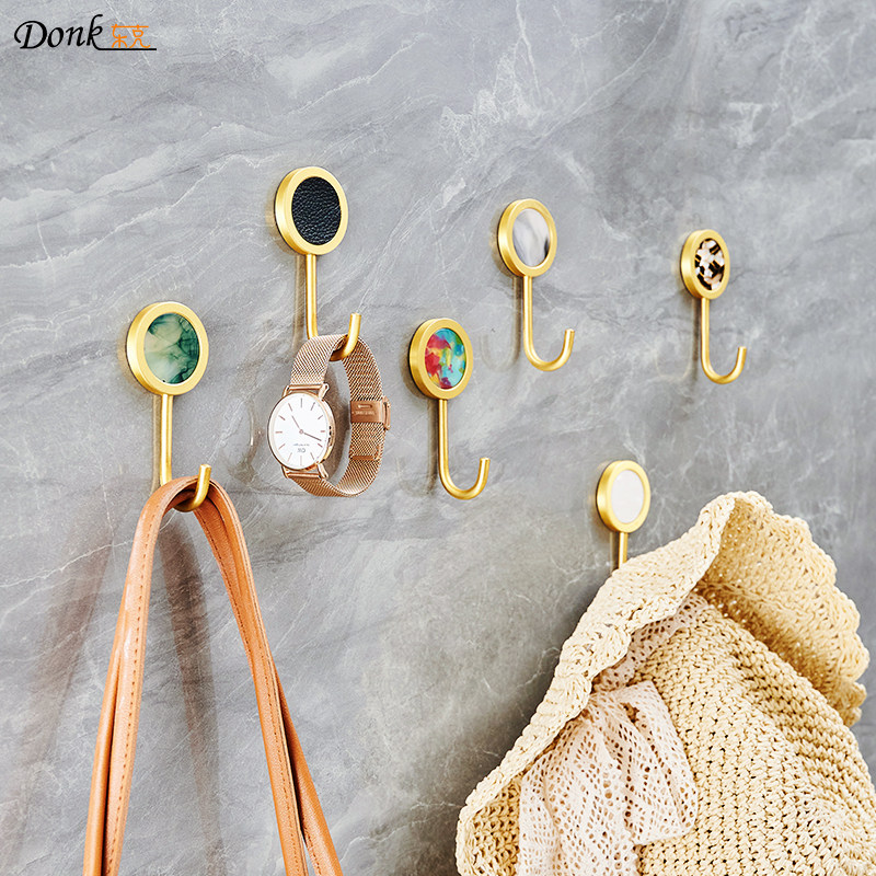 Light luxury hook wall hanging coat hook into the door porch creative space aluminum coat hook no punching strong viscose coat hook