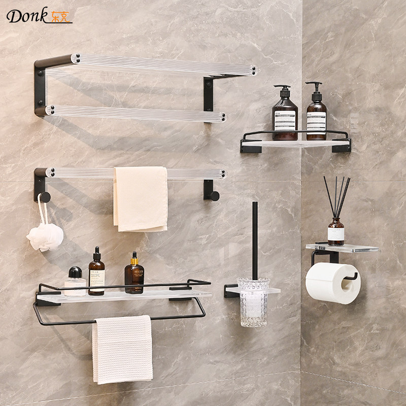 Acrylic towel rack punch-free dressing room bathroom towel rack light luxury style wall-mounted rack net red bathroom pendant