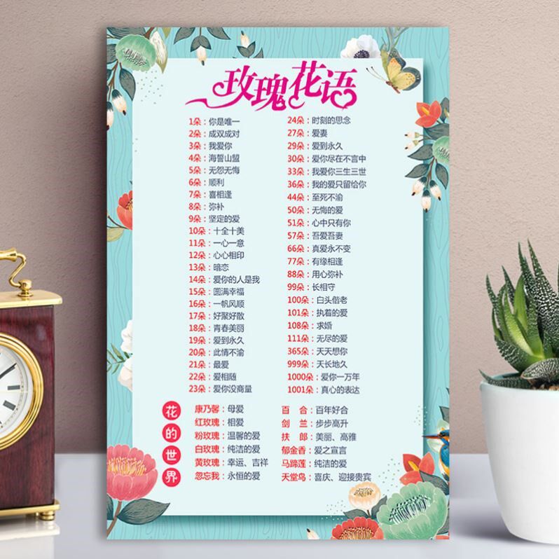 Florist decoration arrangement florist rose flower meaning Valentine's Day florist flower workshop poster sticker customization