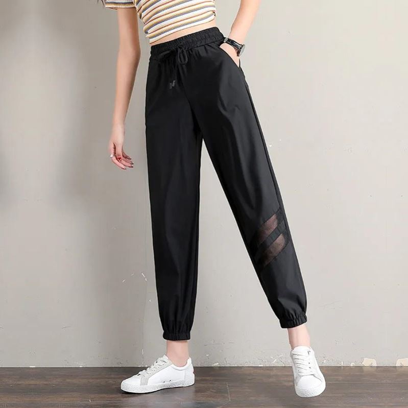 Fitness Pants Woman Large Size Size Ice Silk Speed Dry Pants Woman Summer Thin height waist loose Sports pants 90% Harun pants