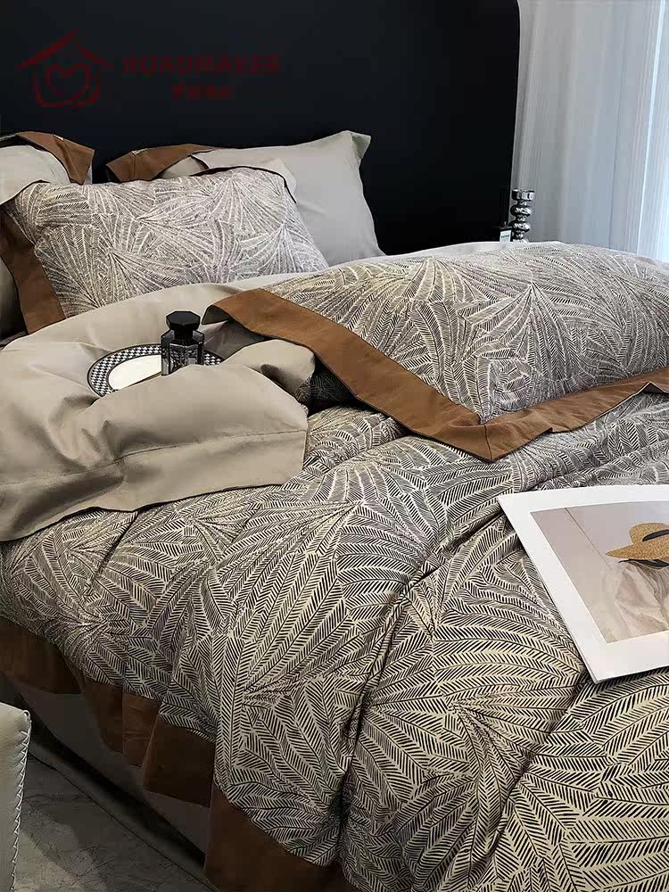 Rodmeco Autumn and Winter high - end grade American wind 100 all cotton grinding four - piece thickening suit