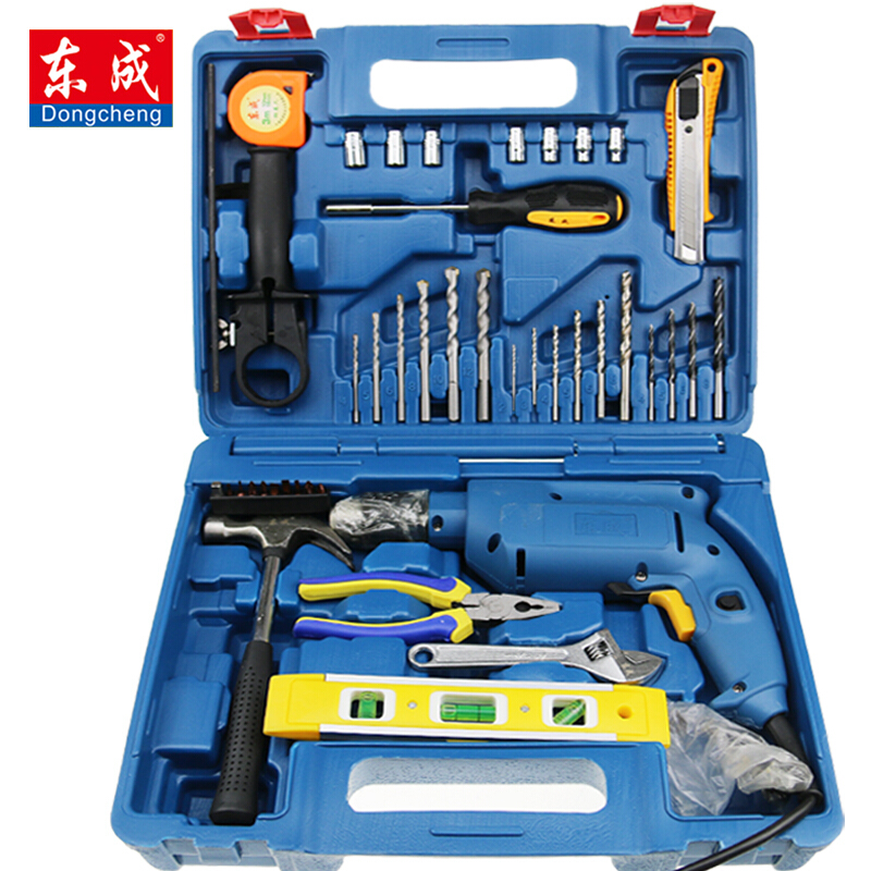 Dongcheng Impact Drill Set Z1J-FF04-13 Household Multifunctional Hand Electric Drill Combination Toolbox Power Tools