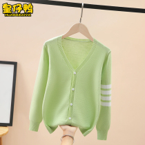 Girl knit cardiopouses light and thin summer air conditioning shirt outfitting sunscreen CUHK childrens pure cotton jacket children sweaters