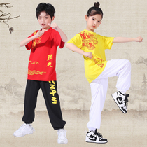 Childrens martial arts performance training to serve short sleeves Summer elementary school students China Kung Fu Performance Costume Less Pediatrics