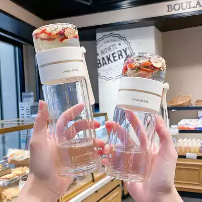 Tea separation Cup plastic female cute double glass subnet red women's high sense water cup 2020 New Tide