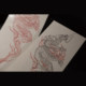 ZingTattoo 일본 전통 오리지널 드래곤 문신 스티커 빨간색 우키요에 대형 그림 방수 팔뚝