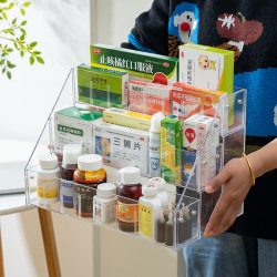 Multi-Layer Medicine Box, Household Medicine Storage Box, Large-Capacity Transparent Acrylic Medicine Box, Home Desktop Display Rack