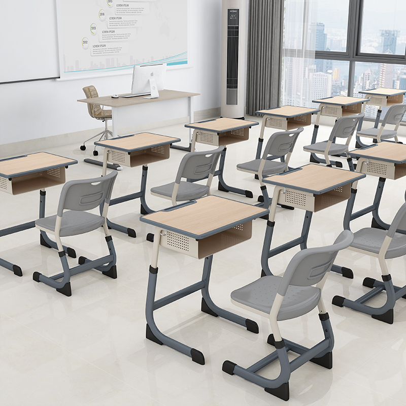 Class table and chairs C Type Double primary and middle school students training desk coaching class School classrooms Practical writing children study table