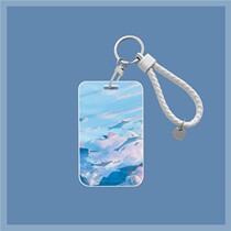 Rice card set cold and cold wind oil painting dolphin bus card protection cover student meal card campus access control subway