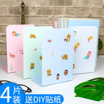 4 pieces of creative ins Wind L-type book stand storage artifact desktop students with girl heart cute book clip book by bookshelf baffle steel plate high school student Metal reading frame partition book bracket