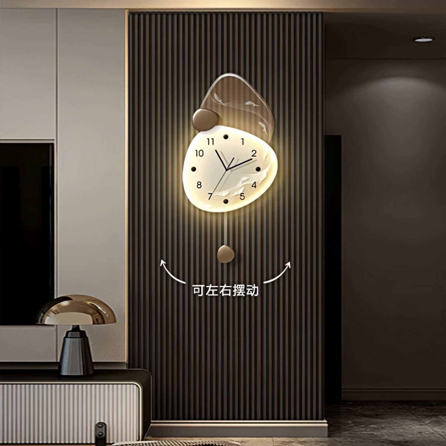 研拙时来运转客厅钟表:背景墙装饰挂钟,创意高级感墙壁灯画,餐厅壁钟新宠!-钟表画-淘宝好物网