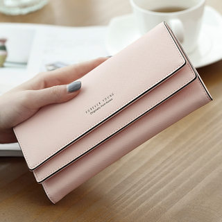 Autumn new long women's wallet cross pattern three-fold large capacity multi-card slot multi-functional fashion student wallet