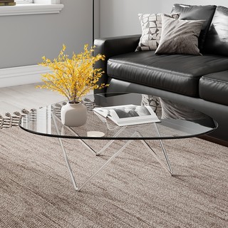 Nordic ins tempered glass round coffee table light luxury high-end simple modern apartment tea table designer side table