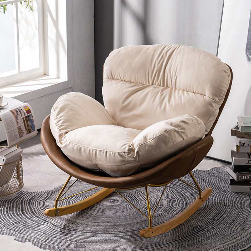 Nordic household single rocking chair Internet celebrity lazy leisure snail sofa living room bedroom balcony nap eggshell recliner