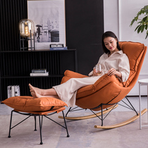 Nordic light luxury home solid wood lazy rocking chair modern technology cloth living room balcony leisure sedentary sofa recliner