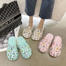 Beach Baotou Half Slippers Croc Shoes Womens Ins Trendy Nurse Anti-Slip 2021 Spring and Summer New Cute Flat Bottom