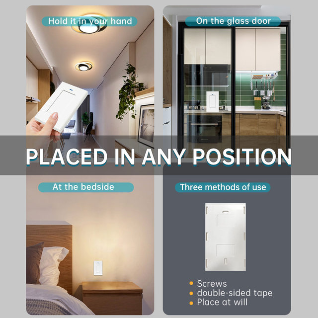 Remote Control Switch, No Wiring Required, Easy to Stick, 120 Type Rf Wireless Us Version Panel, Smart Dual-Control Light Rocker Switch