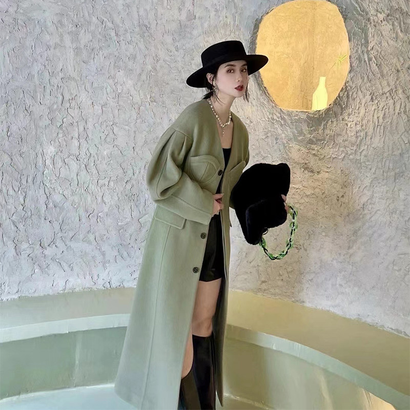 Correct version of YCH coat women's winter 22FW design sense niche temperament fashion wool cashmere woolen coat