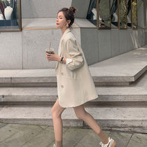 Net red white small suit jacket female spring autumn 2021 new Korean version loose casual little crowdsuit Korean version blouse