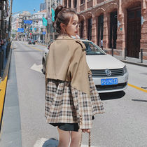 Pilot Jacket Jacket Woman Spring Autumn 2021 New Casual Minus Age Plaid Retro Splicing Baseball Suit Little Guy