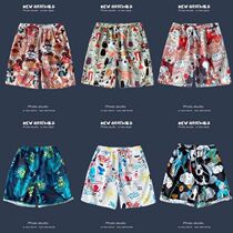 Summer new shorts for men students casual 100 hitch loose printed beach pants big code 50% floral pants outwear