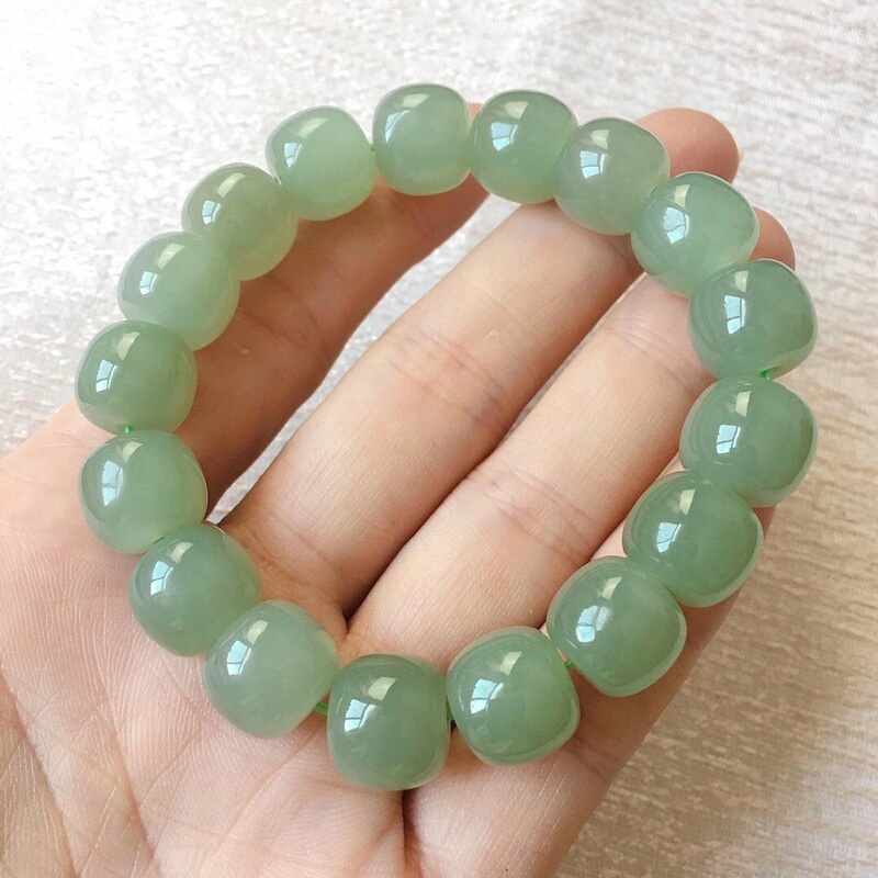 Authentic Natural Jade Bracelet for Men and Women, Couple Style, Old-Style Beads, Green and White Jade Round Beads, Fortune Beads Bracelet, Birthday Gift
