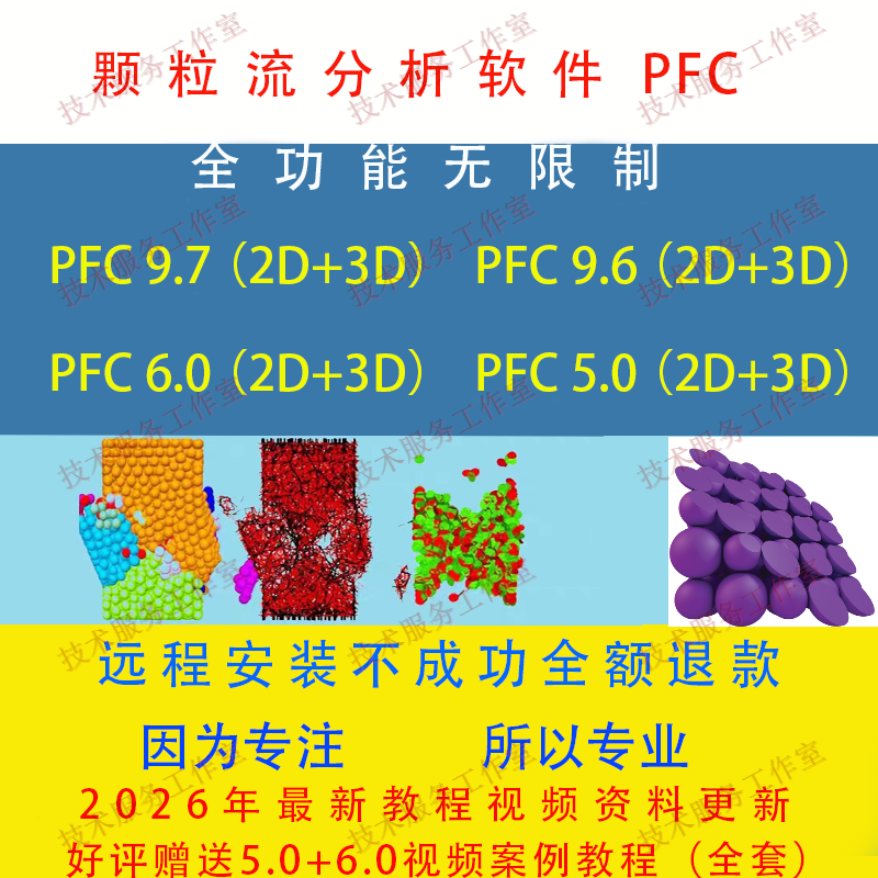 Pfc 2D/3D 9.7/6.0/5.0 Particle Flow Analysis Software Installation Comes with Free Learning Videos/Reference Cases